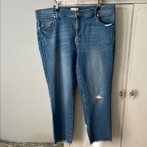 LOFT Distressed Blue Ankle Jeans